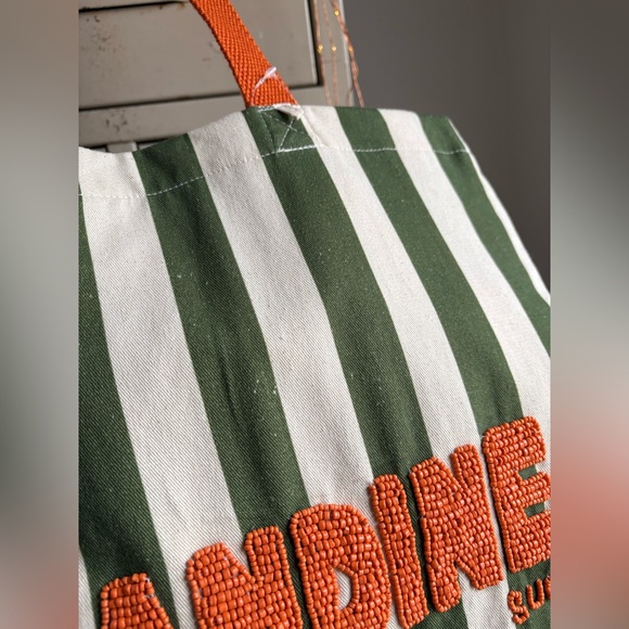 Printed Beaded Canvas Tote Bag (See photos/Description) - Picture 13 of 16